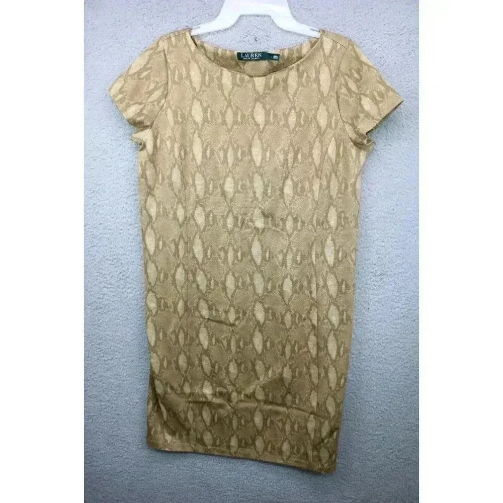 Lauren Ralph Lauren Snakeskin Print Sheath Dress-Size Large